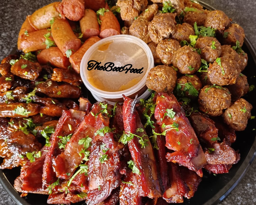 BBQ Meat Platter with Ribs and Meatballs